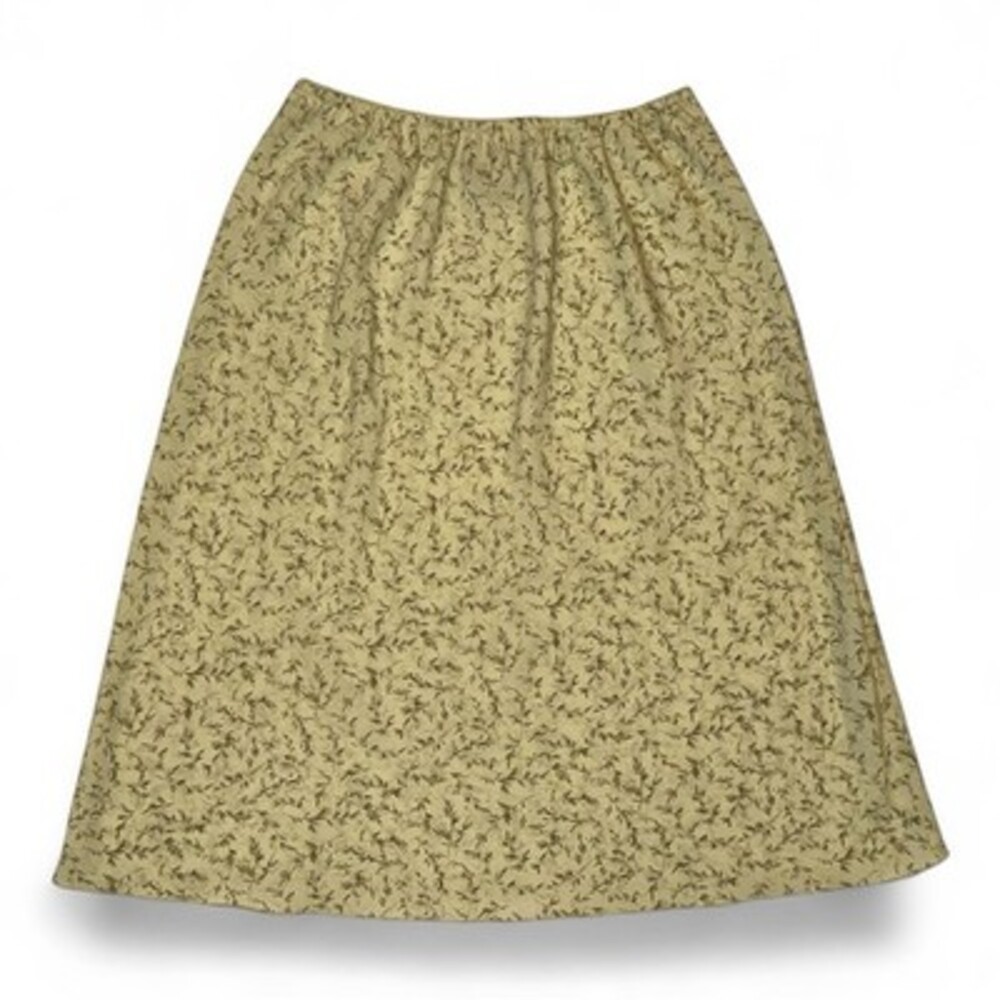 Norton McNaughton Women's 90s Floral Green Yellow Midi Skirt Large